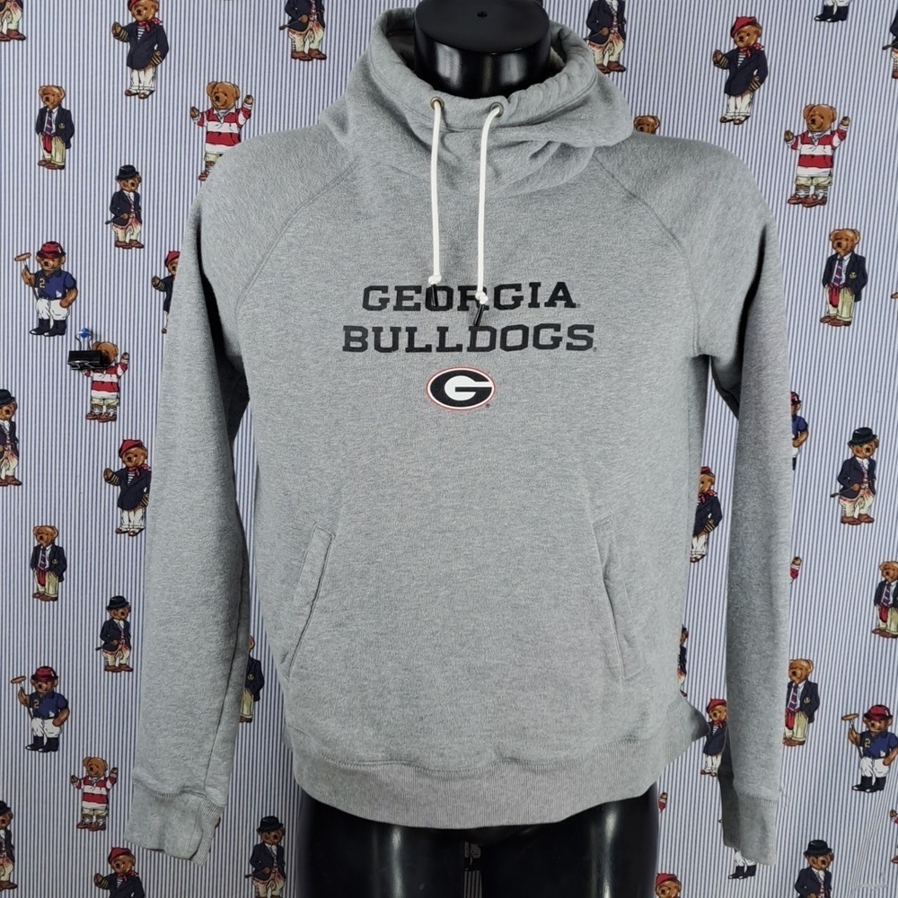 Nike Georgia Bulldogs spell out swoosh logo cowlneck womens gray LG hoodie - Picture 2 of 9